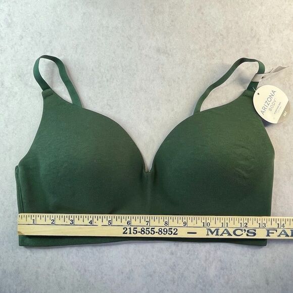 Arizona Body Cotton Wire Free T Shirt Bra Green Womens Size 36C Padded NEW! - Picture 10 of 11